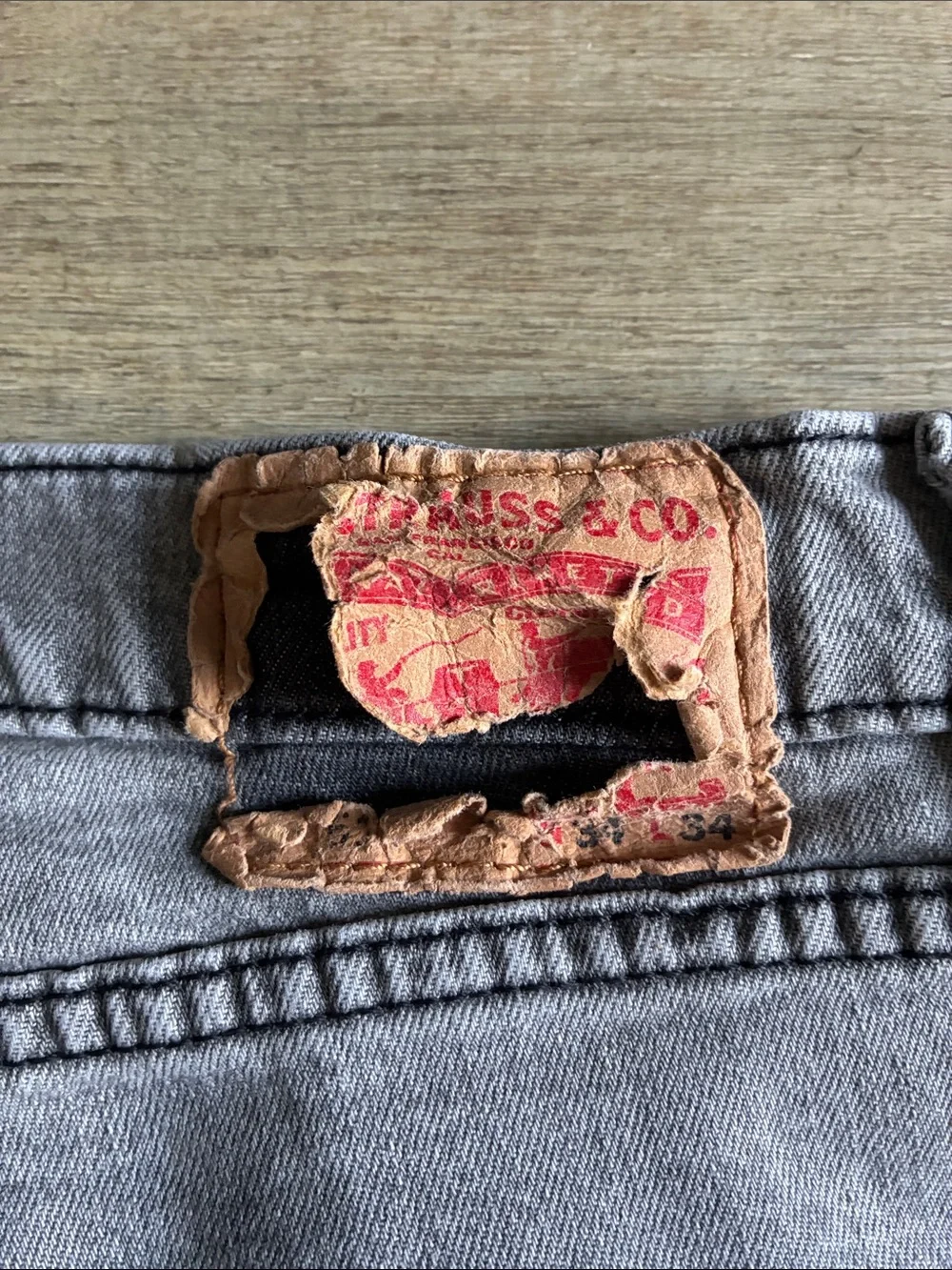 Levi's Gray Denim Jeans with Distressed Leather Patch